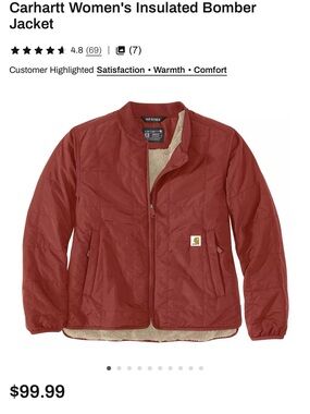 Carhartt Women's Insulated Bomber Rain Defender Jacket Size Medium